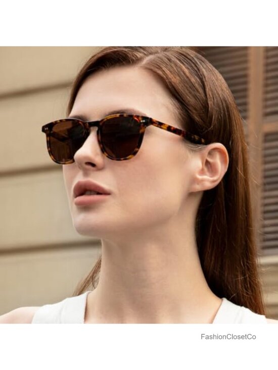 Retro Square Polarized Sunglasses for Women Handcrafted Acetate Frame UV main image 6
